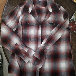 Northcrest Women's Casual Plaid Shirt - Red, Black, and White